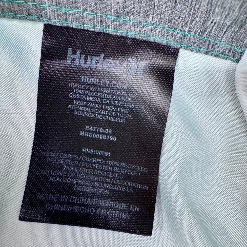 Hurley Block Party Board Shorts Mens 32 Green Heathered Swim Trunks Buckle - Picture 3 of 8